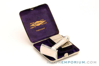 Gillette 1928 New Improved Tuckaway Style Travel Set Rhodium Revamp
