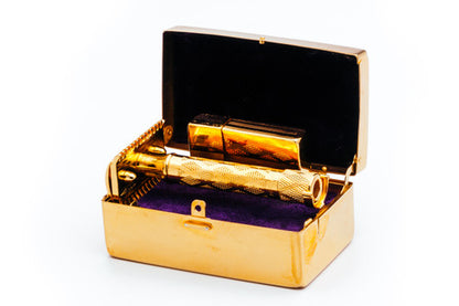 1920's Gillette New Improved Chippendale Razor Set 24K Gold Revamp