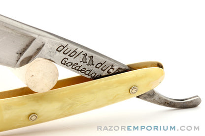 5/8" Dubl Duck Pearlduck Goldedge w/ Gold Inlay Celluloid Scales Straight Razor  | Solingen, Germany
