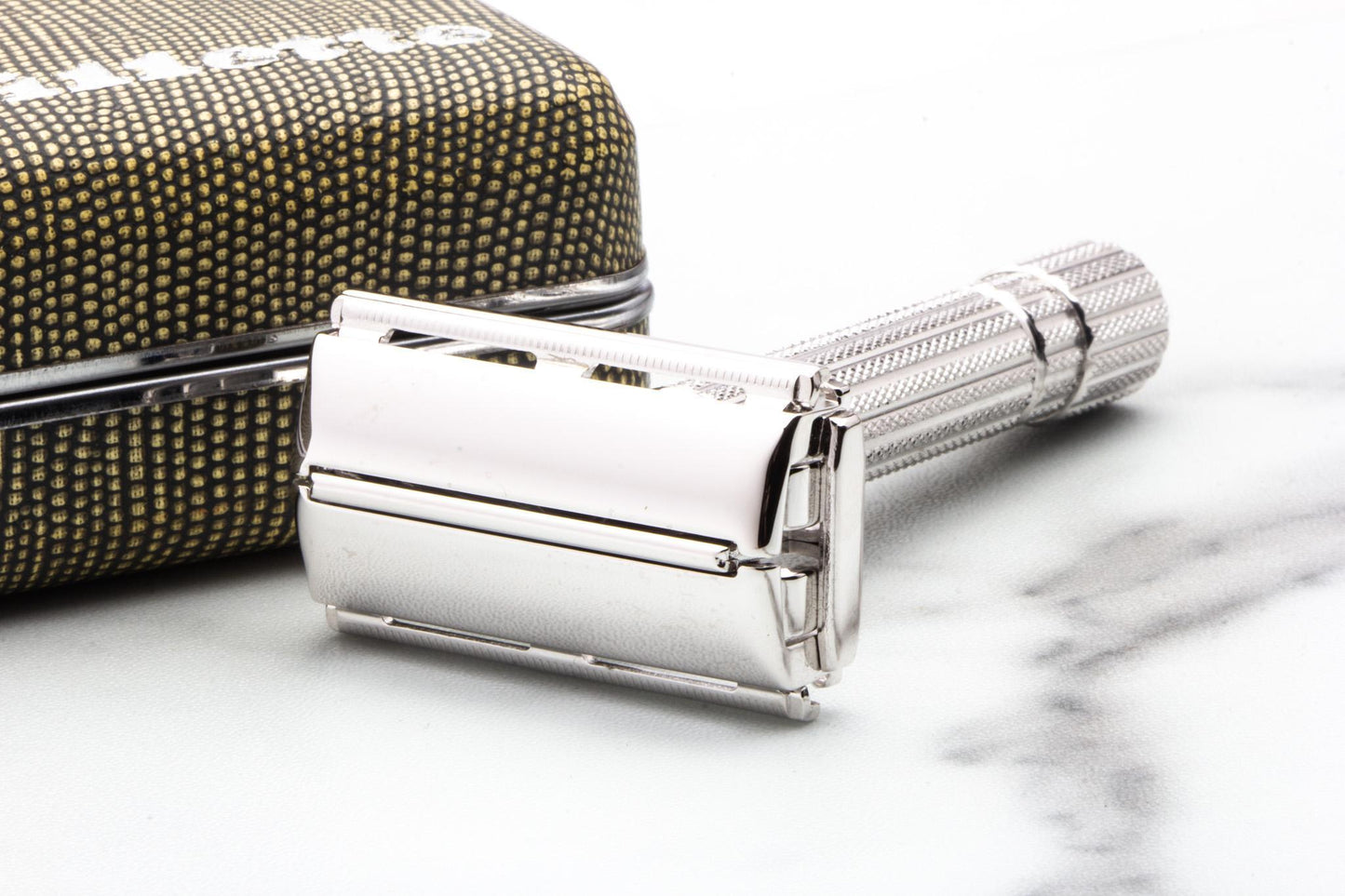 1953 Y3 Gillette President Double Edge Safety Razor Set With Original Cardboard Shipper | Rhodium Revamp