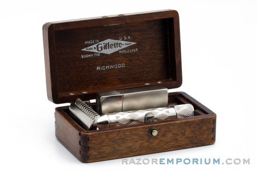1922 Gillette New Improved Richwood Safety Razor Set | Factory Nickel Revamp
