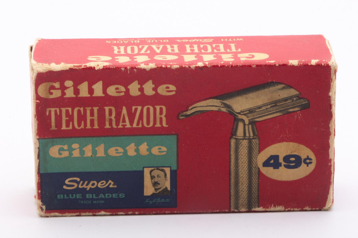 1962 H2 Gillette Ball End Tech DE Razor in Original Red Box | Original Condition