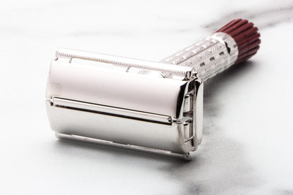 1958 D1 Gillette HEAVY Red Tip Super Speed Safety Razor | Rhodium Revamp
