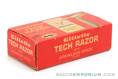 1964 Gillette J2 Ball End Tech Razor in Red Box - New Old Stock