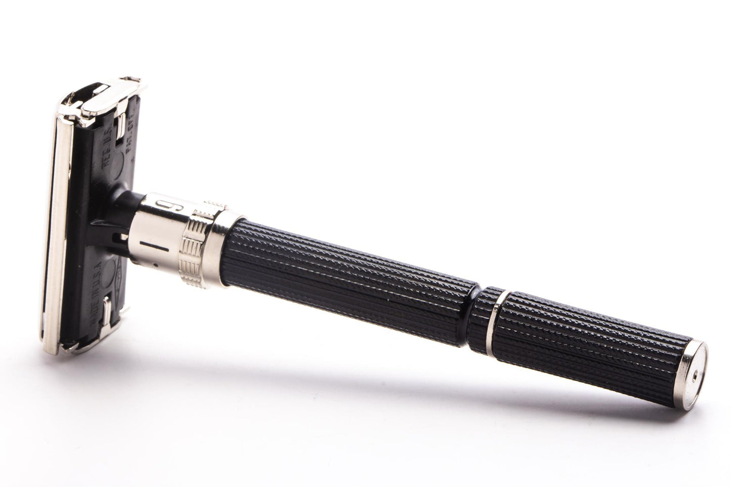 1983 D3 Gillette Super Adjustable "Black Beauty" Double Edge Safety Razor | Factory Nickel Revamp