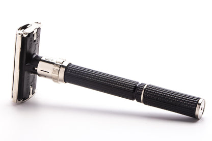 1983 D3 Gillette Super Adjustable "Black Beauty" Double Edge Safety Razor | Factory Nickel Revamp