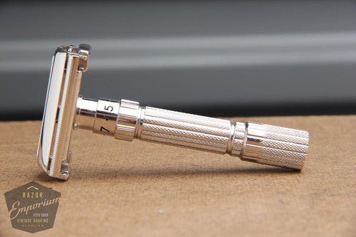 Gillette 1960 Fatboy Adjustable TTO Safety Razor  **  Rhodium REVAMPED