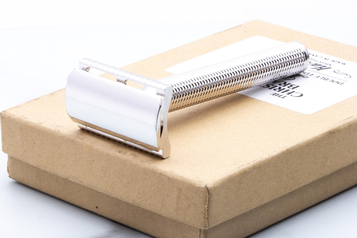 The Karve Christopher Bradley Safety Razor - Brass D Plate | Rhodium Revamp