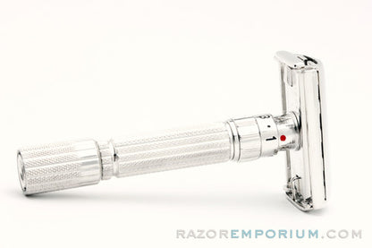 1958 Gillette RED DOT Fatboy $1.95 Adjustable DE Safety Razor Rhodium Revamp