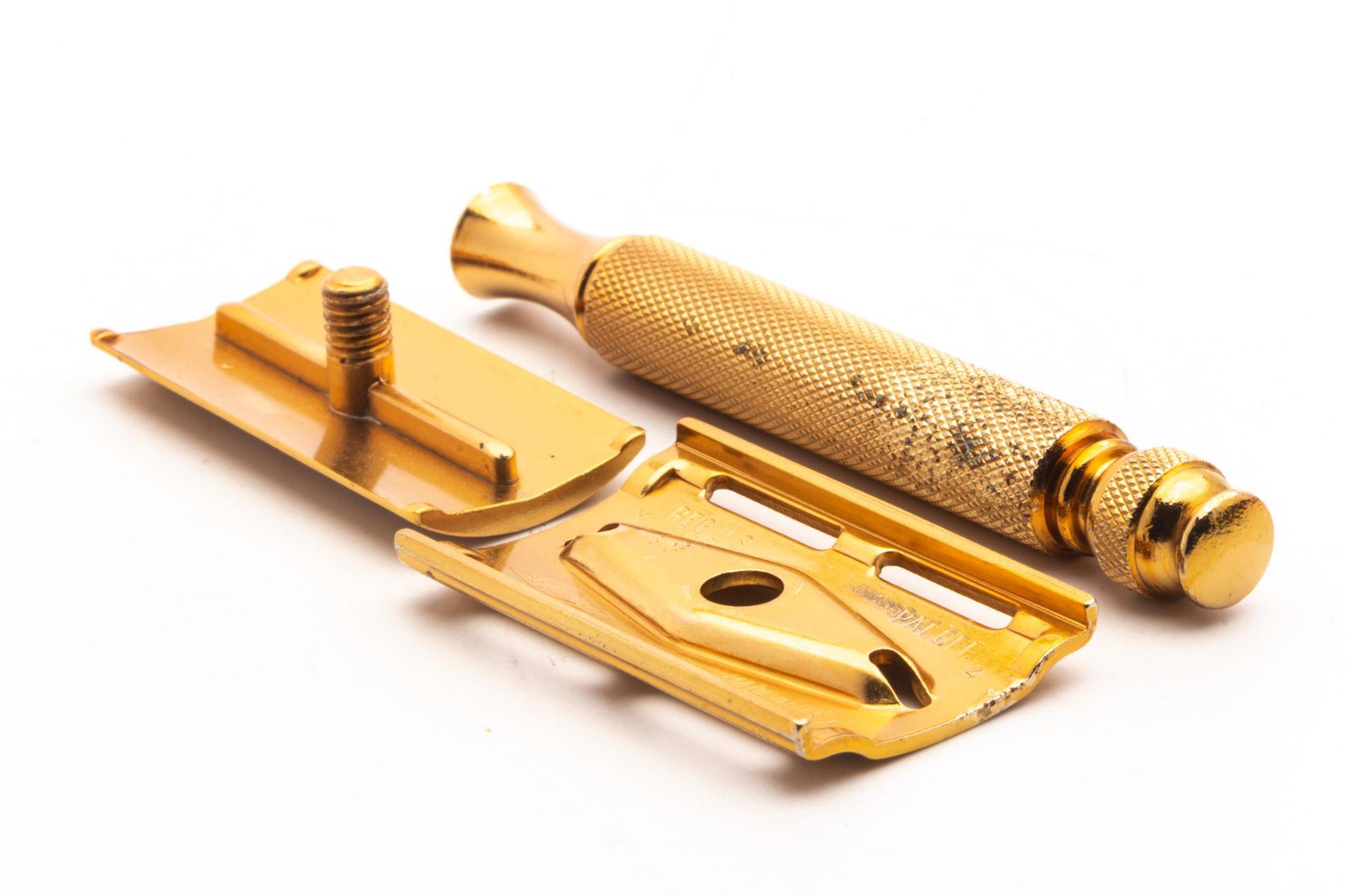 1940's Gillette Gold Ball End Tech Razor w/ Electro Etched Logo Cap ...