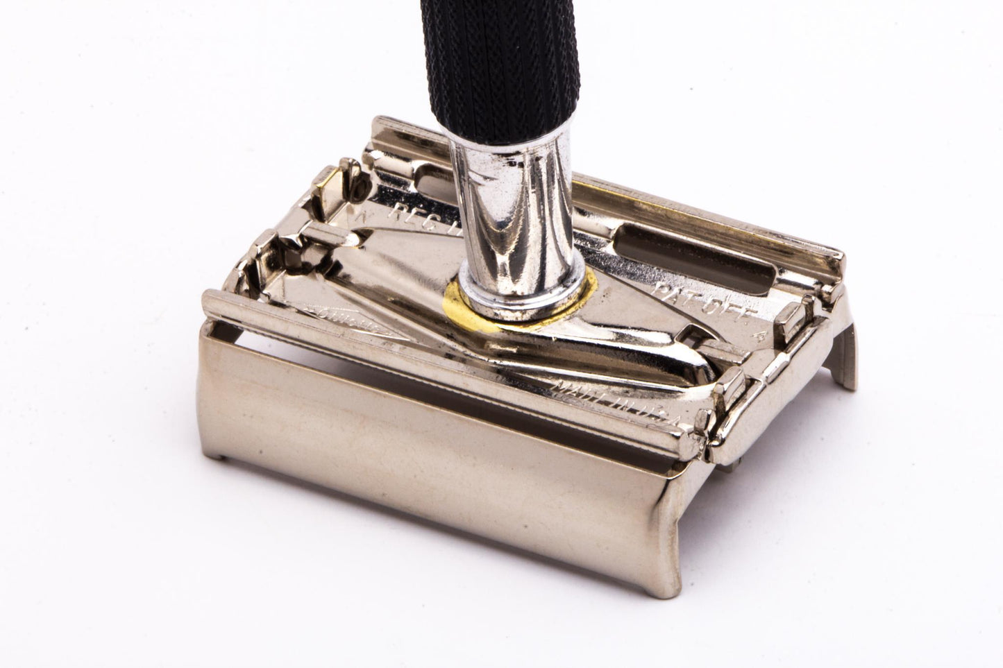 1967 M4 Gillette Black Handle Super Speed Safety Razor | Factory Nickel Revamp
