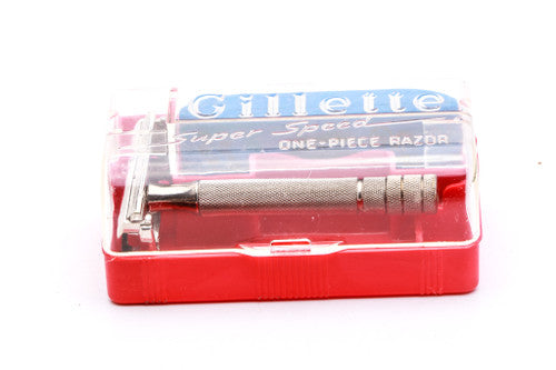 1940's Gillette Super Speed Double Edge Safety Razor with Original Box and Blade Bank