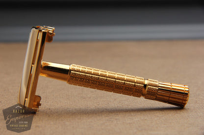 Gillette 1956 Flair Tip DE Super Speed Safety Razor B2 * 24K GOLD REVAMPED