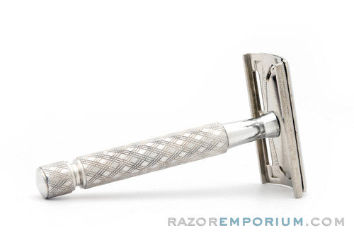 1960's Gillette Aluminum Spiral Handle Tech Safety Razor Made in France