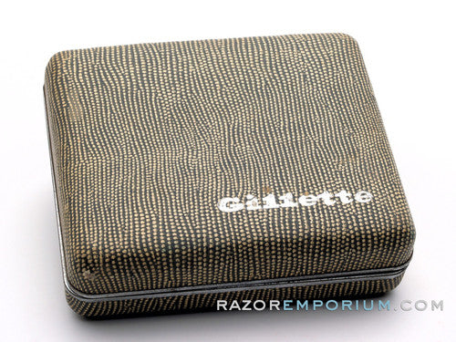 1953 Y3 Gillette President DE Safety Razor Set w/ Original Case, Instructions, & Blade Bank - New Old Stock - MINT