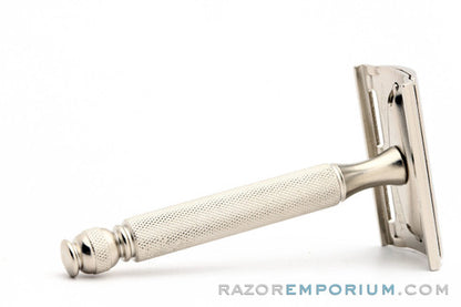 1955 Gillette Ball End Tech DE Safety Razor Factory Nickel - A3