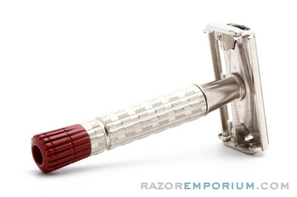 1957 C4 Gillette Red Tip HEAVY Super Speed Double Edge Safety Razor | Factory Nickel Revamp