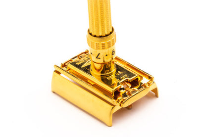 1963 I3 Gillette Slim Aristocrat Adjustable Double Edge Safety Razor | 24k Gold Revamp