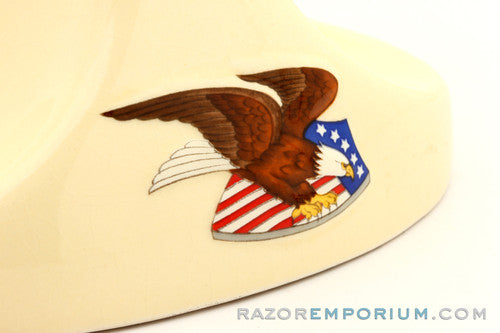 American Flag Eagle Design Franklin Toiletry 1986 Shaving Brush & Razor Holder