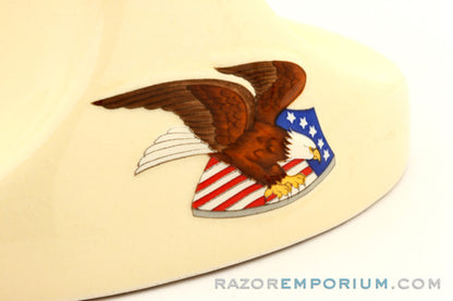 American Flag Eagle Design Franklin Toiletry 1986 Shaving Brush & Razor Holder