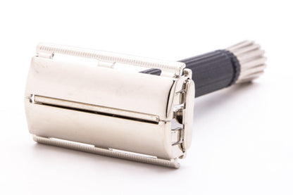 1968 N1 Gillette Black Handle Super Speed Safety Razor |Factory Nickel Revamp