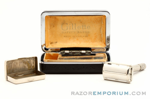 1947-51 Gillette Rocket TTO DE Safety Razor w/ Case & Blade Bank | Made in England