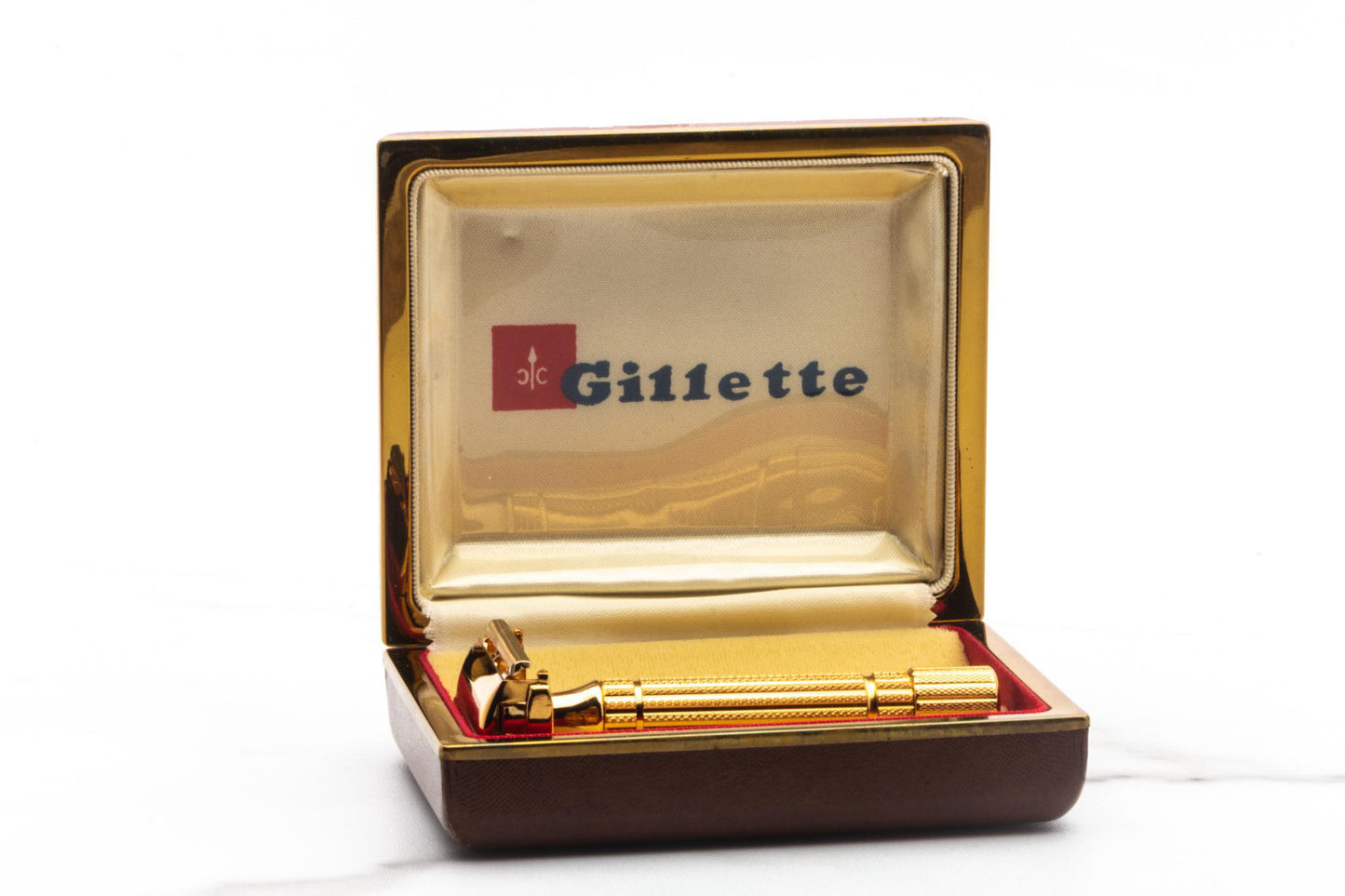 1955 A1 Gillette Diplomat Safety Razor w/ Brown Leather Case | Original Condition