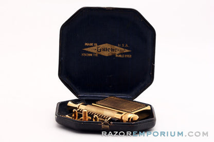 1920's Gillette "Copley Set" - Old Type DE Safety Razor + Bank * 24K Gold
