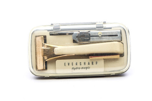 1960's Eversharp Schick Hydro Magic Gold Injector with Cream Bakelite Handle & Orig. Case