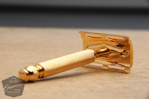 Gillette 1940's Gold Ball End Tech DE Safety Razor ** 24K Gold REVAMPED
