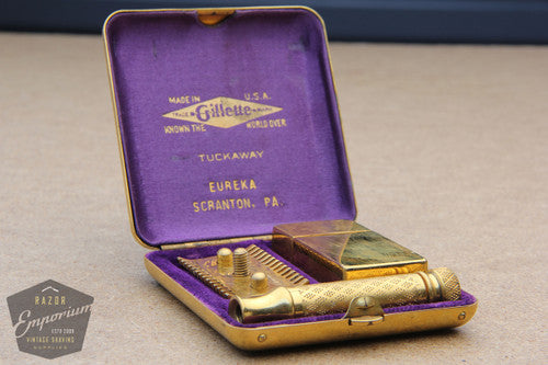 Gillette 1928 New Improved Tuckaway Style Travel DE Safety Razor Set - Scranton, PA