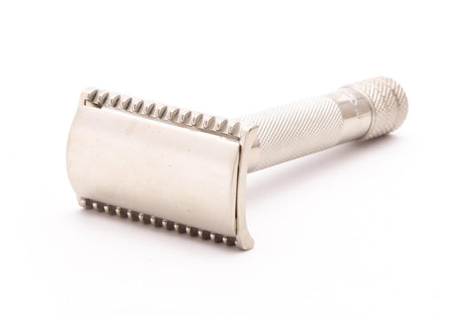 Unbranded Three Piece Slant Double Edge Safety Razor |  Factory Nickel Revamp