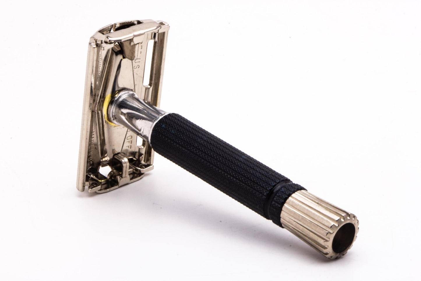 1967 M4 Gillette Black Handle Super Speed Safety Razor | Factory Nickel Revamp