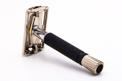 1967 M4 Gillette Black Handle Super Speed Safety Razor | Factory Nickel Revamp