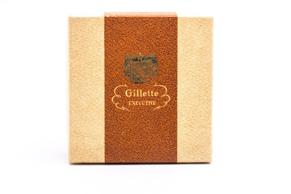 1948 Gillette Executive Double Edge Safety Razor Set w/ Ostrich Leather Case, Blade Bank, and Original Box