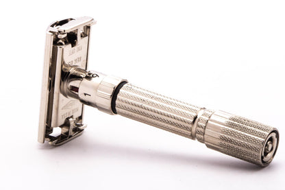 1959 E4 Gillette Fatboy  TTO Adjustable Double Edge Safety Razor  | Factory Nickel Revamp
