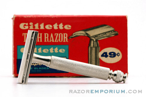 1962 Gillette Ball End Tech DE Safety Razor MINT