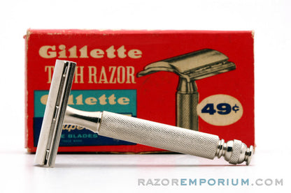 1962 Gillette Ball End Tech DE Safety Razor MINT