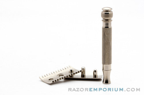 1920's Gillette Old Type Ball End Double Edge Safety Razor with Replica Handle | Factory Nickel Revamp