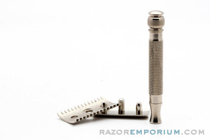 1920's Gillette Old Type Ball End Double Edge Safety Razor with Replica Handle | Factory Nickel Revamp