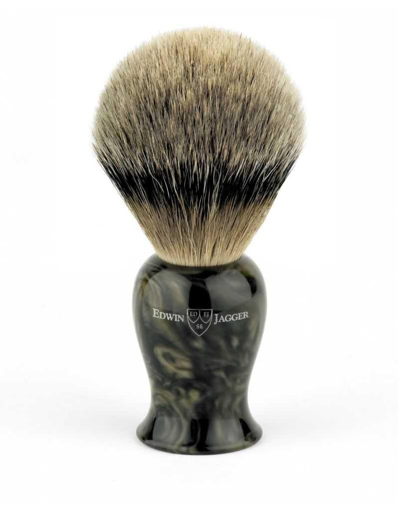 Edwin Jagger | BMPSBBB Plaza Imitation Black Marble Best Badger Shaving Brush, Medium