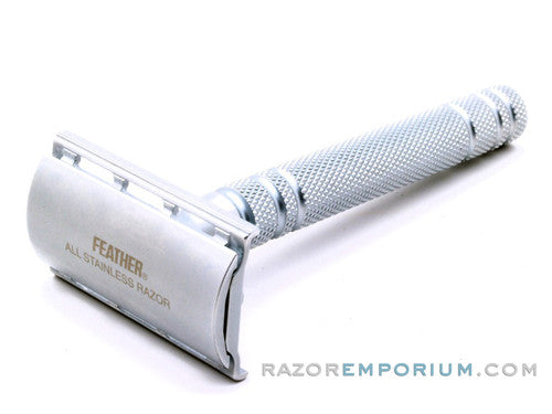 Feather All Stainless Steel Double Edge Safety Razor & Stand | Used