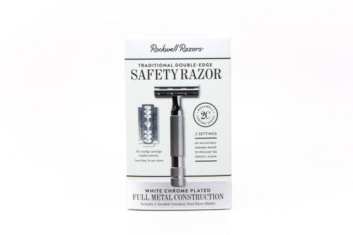Rockwell 2C White Chrome Adjustable Double Edge Safety Razor