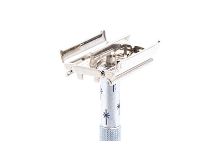 1969 O1 Lady Gillette Blue Star DE Safety Razor | Factory Nickel Revamp