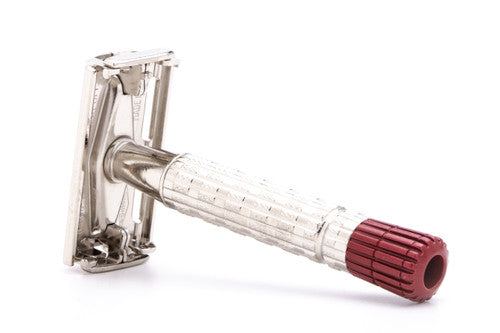 1955 A3 Gillette Heavy Red Tip Super Speed Safety Razor | Factory Nickel Revamp