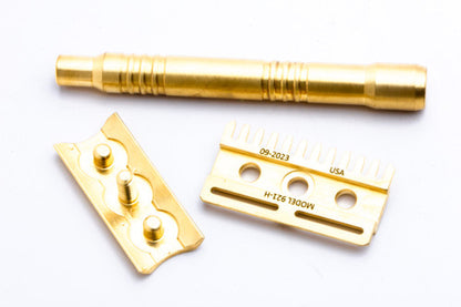 Yates Precision Shaving  Model 921-H Hybrid Bar Double Edge Safety Razor | Brass