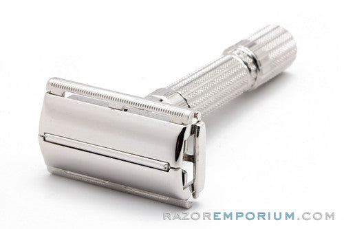 1959 Gillette $1.95 Fatboy Adjustable DE Razor Rhodium Revamp E1