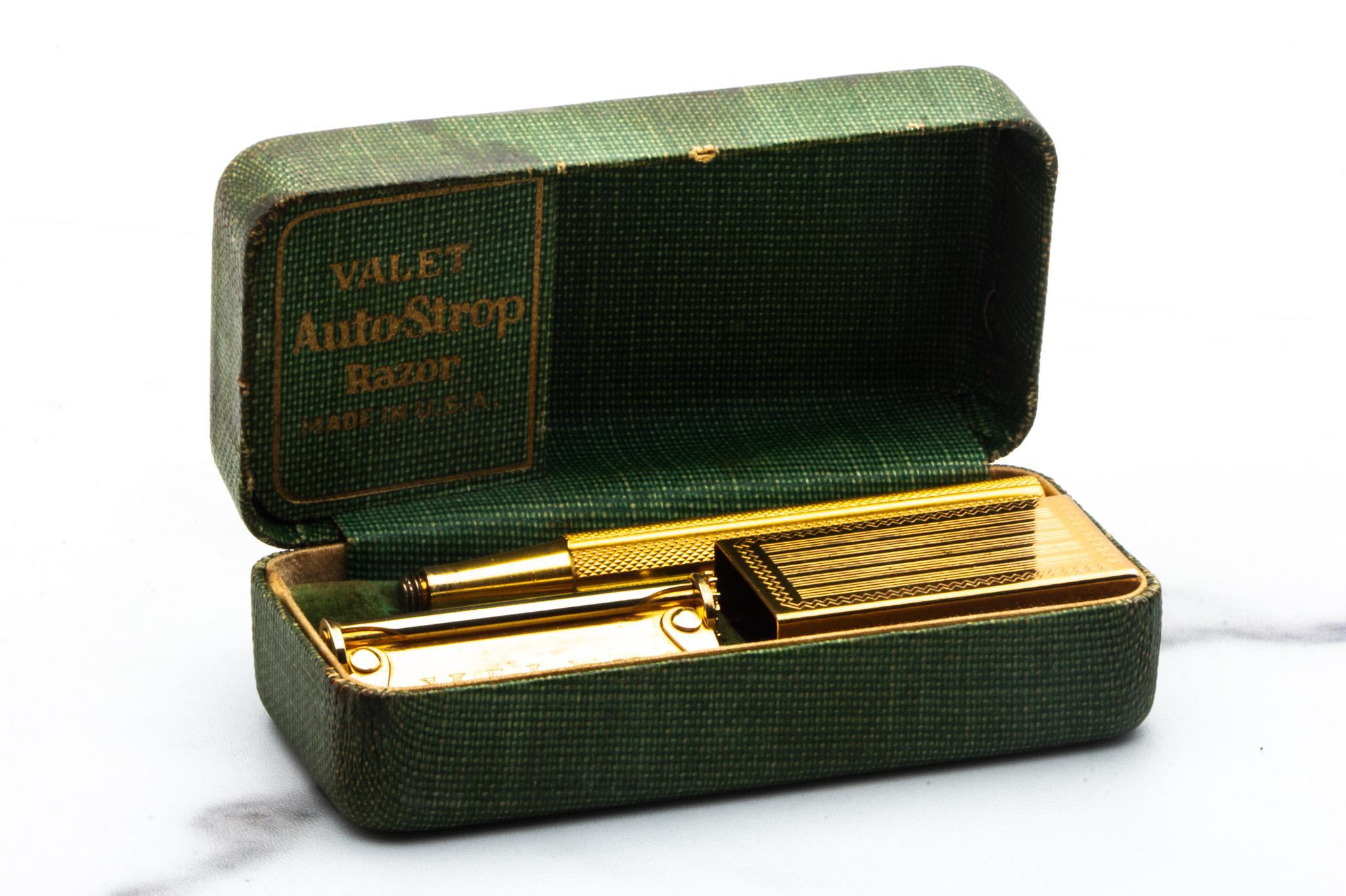 1940's Gold Valet Auto Strop Single Edge Razor Set w/ Green Case | Ori ...
