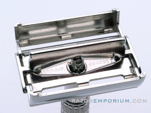 1950's British Gillette Heavy Red Tip DE Super Speed Safety Razor w/ Case & Blade Bank | Made in England | RARE