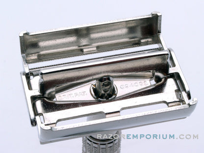 1950's British Gillette Heavy Red Tip DE Super Speed Safety Razor w/ Case & Blade Bank | Made in England | RARE